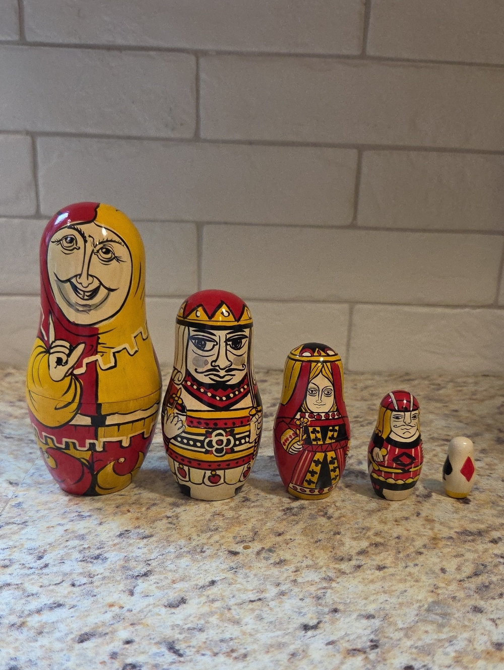 Hand-Painted Red and Yellow Matryoshka Nesting Dolls - Home Accent
